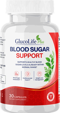 Frasco de GlucoLife+ Blood Sugar Support — 30 cápsulas, suplemento dietético
